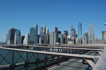 New York skyscraper views from Brooklyn Bridge