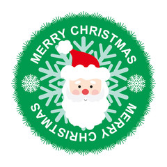 Christmas card with Santa Claus. Round Christmas label.