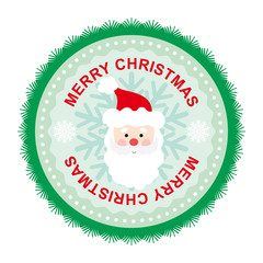 Vector Christmas card with Santa Claus. Round Christmas label. 