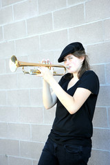 Female jazz trumpet player.