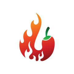 Logo of Chili Fire, Chili Logo Template, Spicy Logo Vector