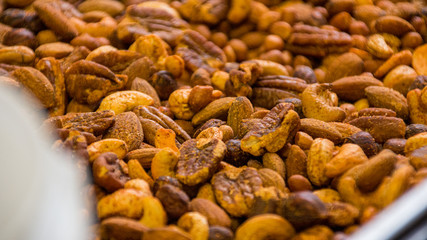 Roasted Pecan Nuts With Spice, Close Up