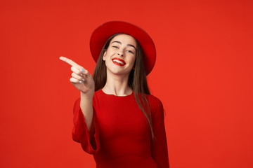 woman in red hat