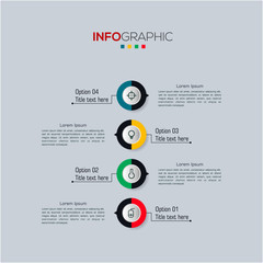 Business data visualization. Infographic element with icons and options or steps. Can be used for process, presentation, diagram, workflow layout, info graph, web design. Vector business template.