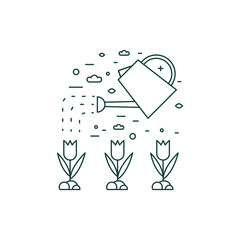 Water Plants from Watering Can Line Icon