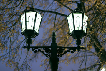 old street lamp on wall