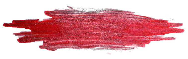 acrylic stain with texture, red stain isolated on white background