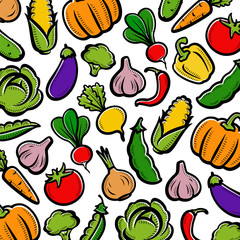 Vegetables background. Collection of Vegetables. Vector