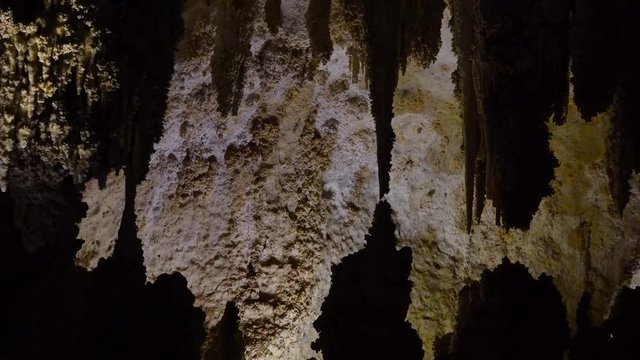 Staloctite and stalogmite in a karst cave in New Mexico