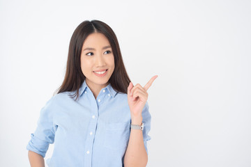 Attractive Asian woman portrait  on white background