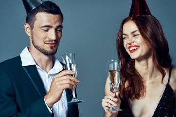 young couple toasting with champagne