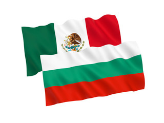 Flags of Bulgaria and Mexico on a white background