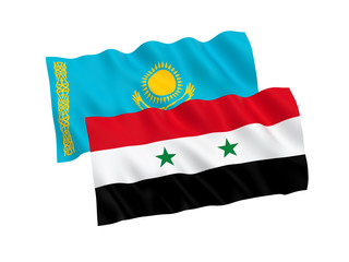 Flags of Kazakhstan and Syria on a white background