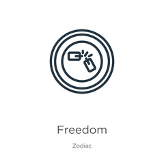 Freedom icon. Thin linear freedom outline icon isolated on white background from zodiac collection. Line vector sign, symbol for web and mobile