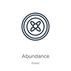 Abundance icon. Thin linear abundance outline icon isolated on white background from zodiac collection. Line vector sign, symbol for web and mobile