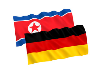 Flags of Germany and North Korea on a white background