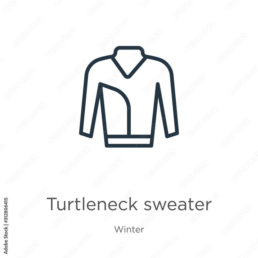 Poster turtleneck sweater icon. thin linear turtleneck sweater outline icon isolated on white background fr