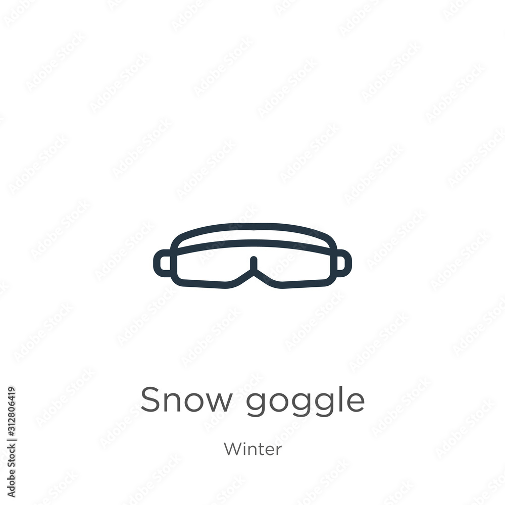 Poster snow goggle icon. thin linear snow goggle outline icon isolated on white background from winter coll