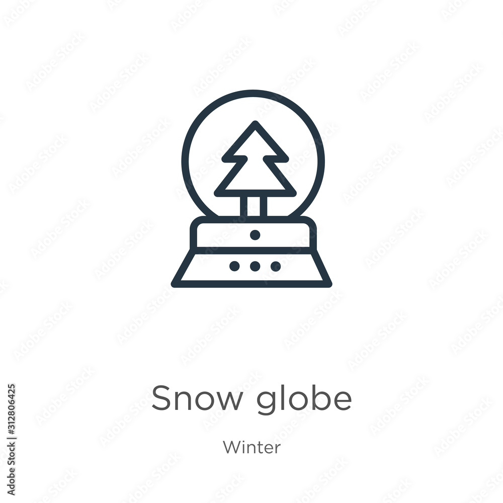 Poster snow globe icon. thin linear snow globe outline icon isolated on white background from winter collec