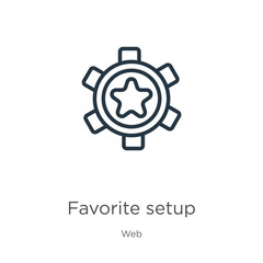 Favorite setup icon. Thin linear favorite setup outline icon isolated on white background from web collection. Line vector sign, symbol for web and mobile
