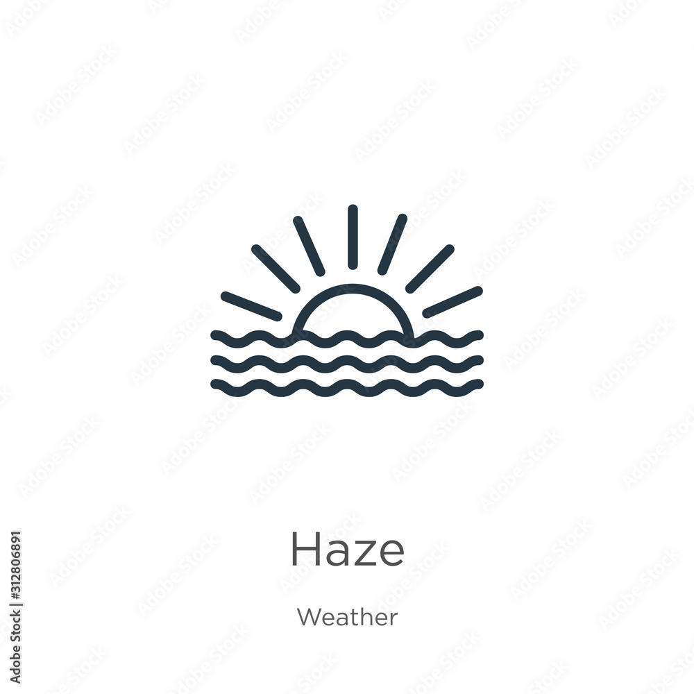 Poster haze icon. thin linear haze outline icon isolated on white background from weather collection. line 