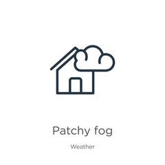 Patchy fog icon. Thin linear patchy fog outline icon isolated on white background from weather collection. Line vector sign, symbol for web and mobile