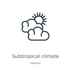 Subtropical climate icon. Thin linear subtropical climate outline icon isolated on white background from weather collection. Line vector sign, symbol for web and mobile