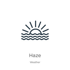 Haze icon. Thin linear haze outline icon isolated on white background from weather collection. Line vector sign, symbol for web and mobile