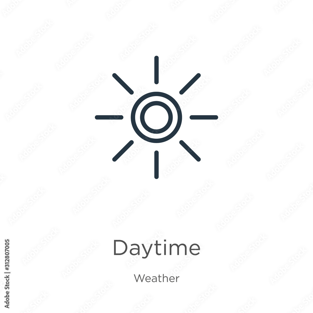 Poster daytime icon. thin linear daytime outline icon isolated on white background from weather collection.