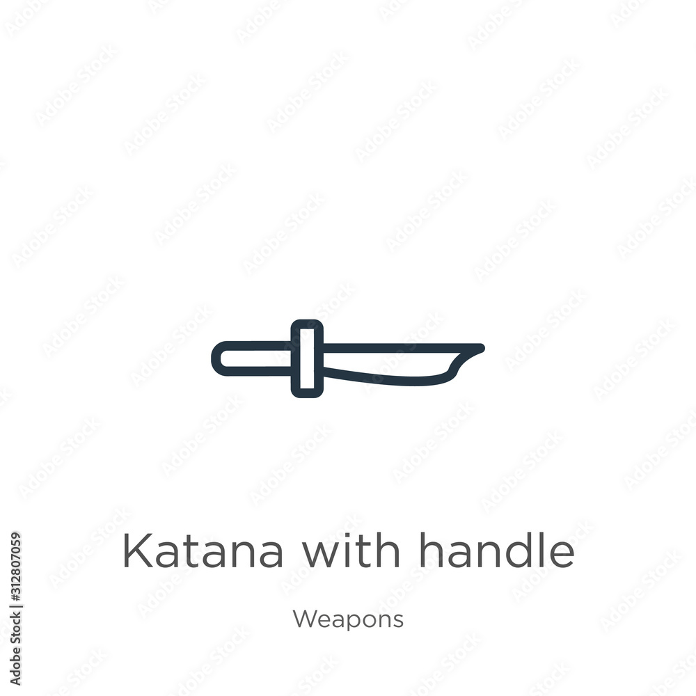 Poster katana with handle icon. thin linear katana with handle outline icon isolated on white background fr