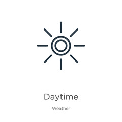 Daytime icon. Thin linear daytime outline icon isolated on white background from weather collection. Line vector sign, symbol for web and mobile