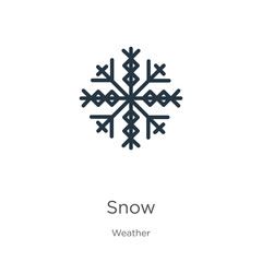 Snow icon. Thin linear snow outline icon isolated on white background from weather collection. Line vector sign, symbol for web and mobile