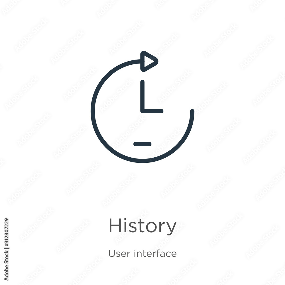 Aufkleber history icon. thin linear history outline icon isolated on white background from user interface coll