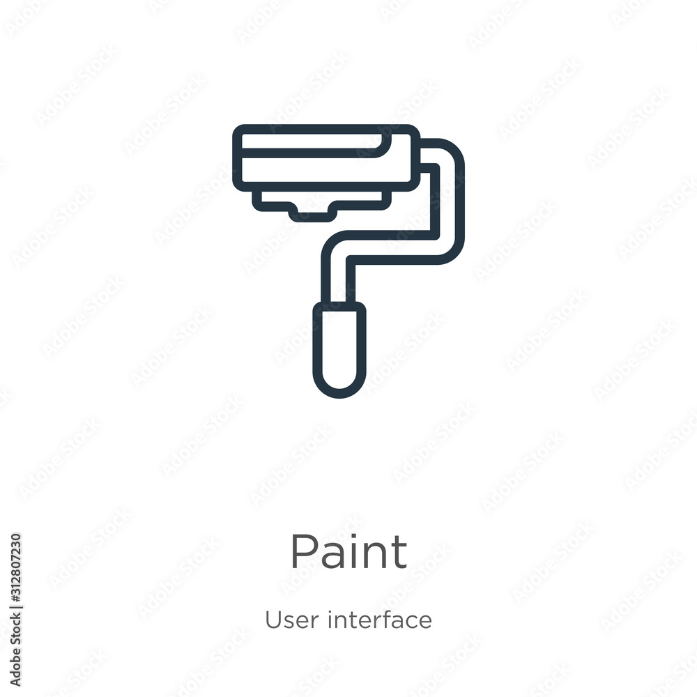 Poster paint icon. thin linear paint outline icon isolated on white background from user interface collecti