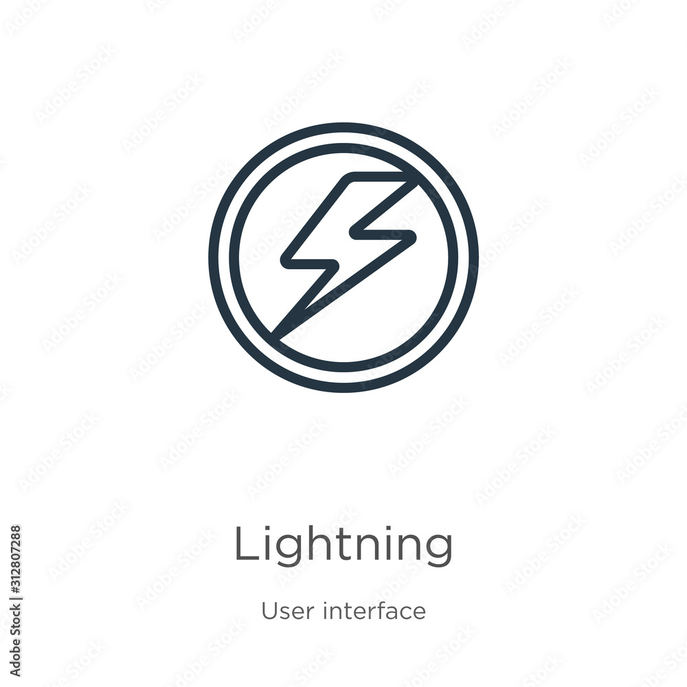 Aufkleber lightning icon. thin linear lightning outline icon isolated on white background from user interface 