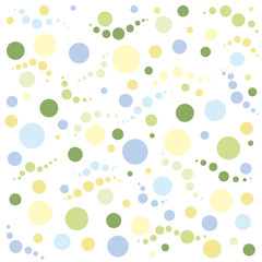 Hintergrund mit verspielten Punkten in grün, gelb und blau in Pastelltönen