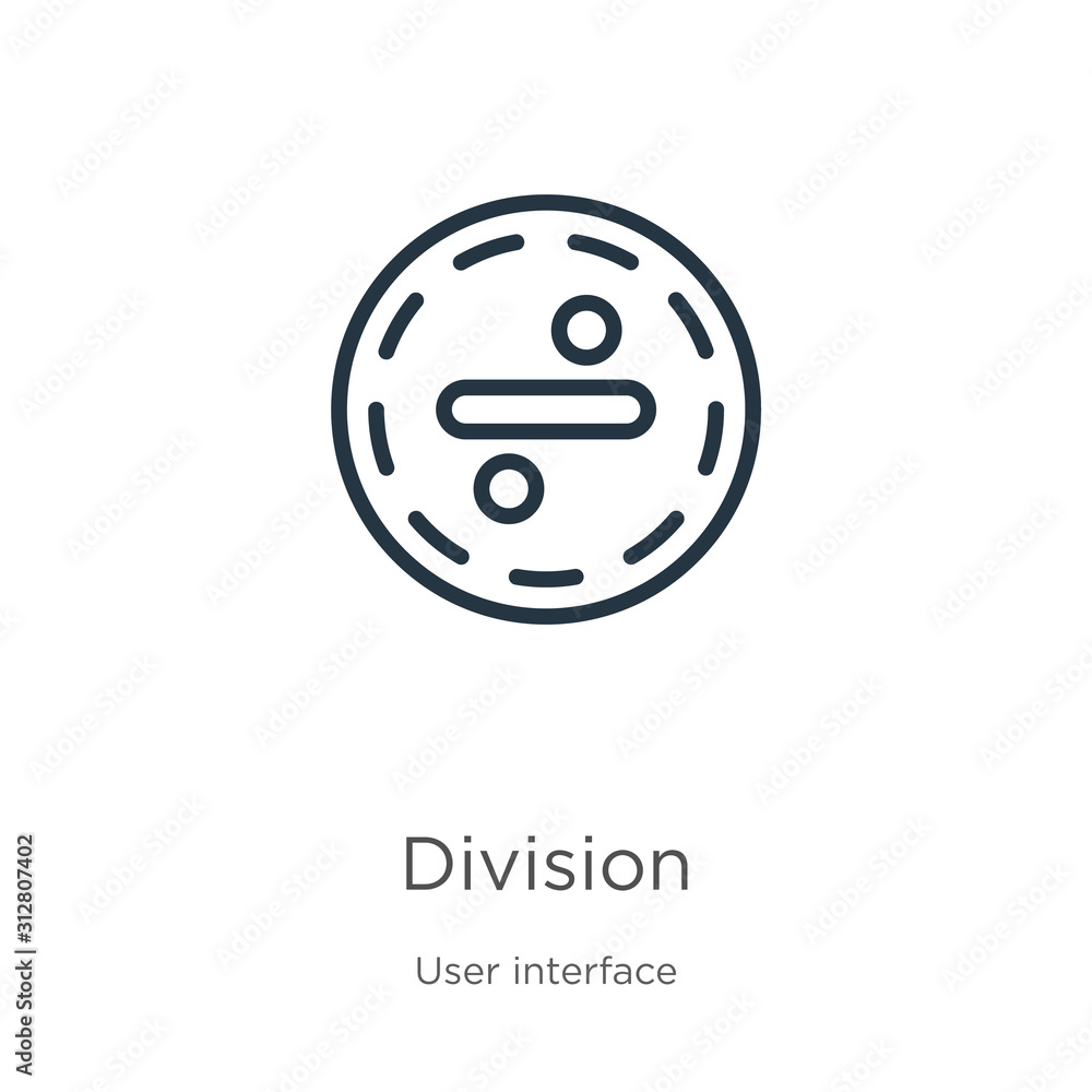 Poster division icon. thin linear division outline icon isolated on white background from user interface co