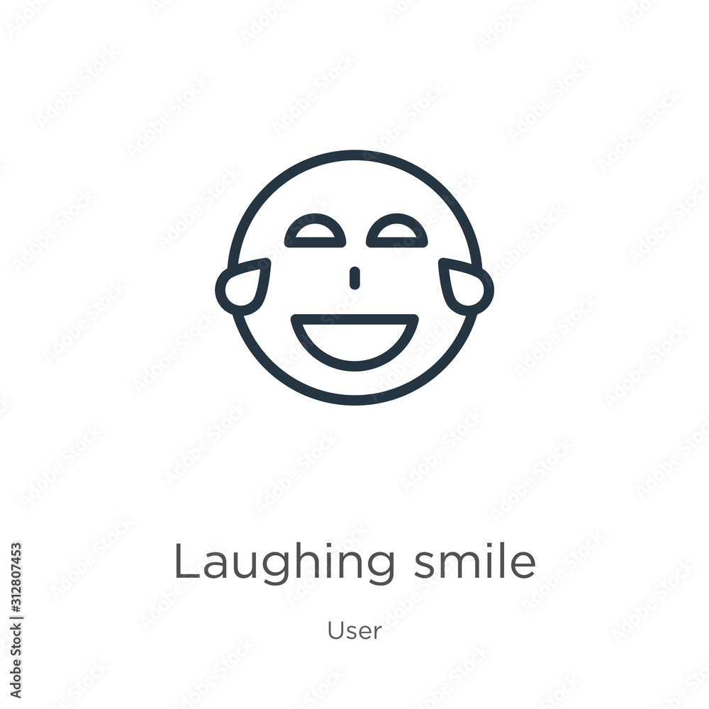 Aufkleber laughing smile icon. thin linear laughing smile outline icon isolated on white background from user 