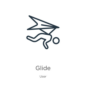 Glide icon. Thin linear glide outline icon isolated on white background from user collection. Line vector sign, symbol for web and mobile