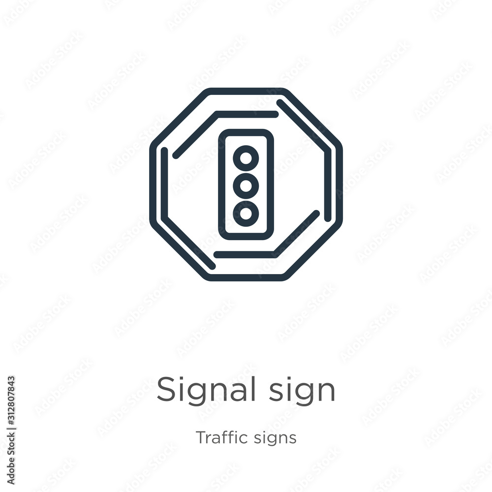 Aufkleber signal sign icon. thin linear signal sign outline icon isolated on white background from traffic sig