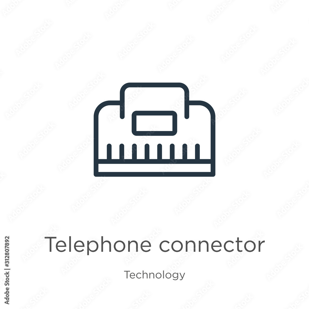 Aufkleber telephone connector icon. thin linear telephone connector outline icon isolated on white background 