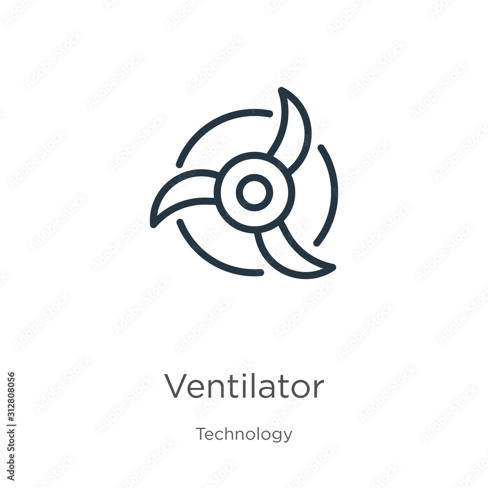 Poster ventilator icon. thin linear ventilator outline icon isolated on white background from technology co