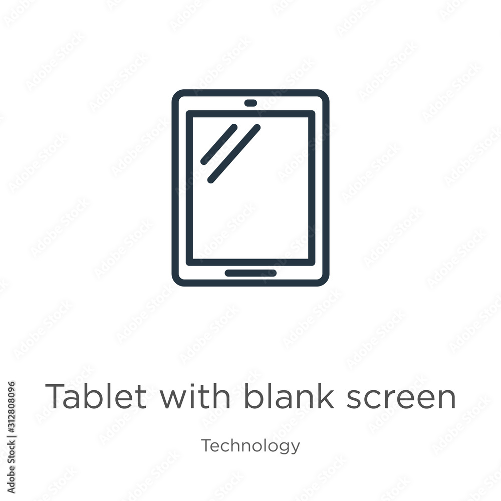 Poster tablet with blank screen icon. thin linear tablet with blank screen outline icon isolated on white b