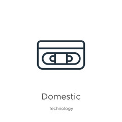 Domestic icon. Thin linear domestic outline icon isolated on white background from technology collection. Line vector sign, symbol for web and mobile