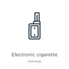 Electronic cigarette icon. Thin linear electronic cigarette outline icon isolated on white background from technology collection. Line vector sign, symbol for web and mobile