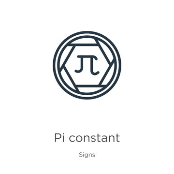 Pi constant symbol icon. Thin linear pi constant symbol outline icon isolated on white background from signs collection. Line vector sign, symbol for web and mobile
