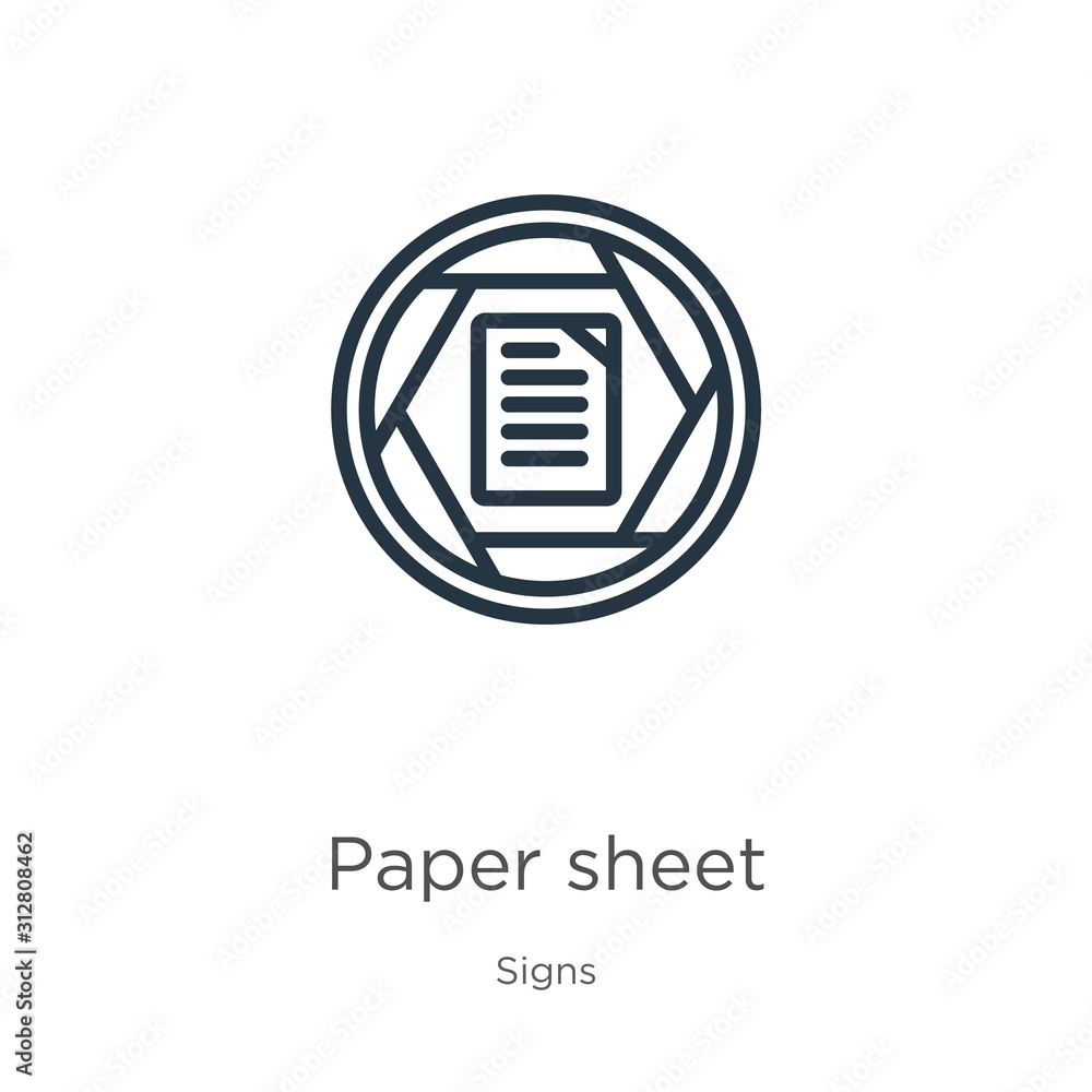 Poster paper sheet icon. thin linear paper sheet outline icon isolated on white background from signs colle