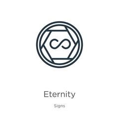 Obraz premium Eternity icon. Thin linear eternity outline icon isolated on white background from signs collection. Line vector sign, symbol for web and mobile
