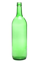 Empty bottle of wine isolated on white background