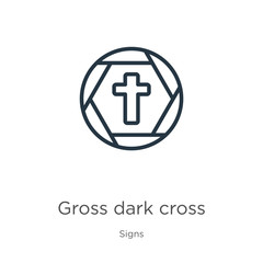 Obraz premium Gross dark cross icon. Thin linear gross dark cross outline icon isolated on white background from signs collection. Line vector sign, symbol for web and mobile